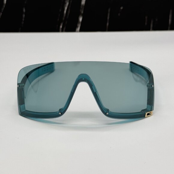 NEW GUCCI UNISEX LIGHT BLUE  GUCCI SHIELD SUNGLASSES GG1637S 001 - Picture 3 of 12